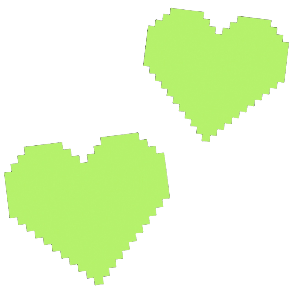 PixelDuoHeartsGreen